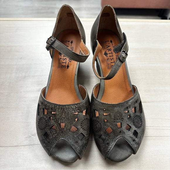 Spring Step L’Artiste Posadas gray leather sandals - Picture 2 of 10